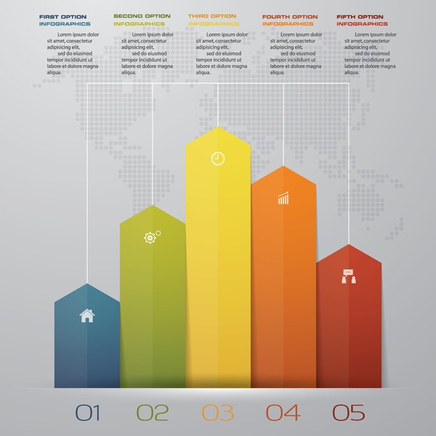 5 schritte pfeil diagramm infografik-element für die präsentation.