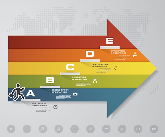 5 schritte pfeil infografik vorlage für die präsentation.