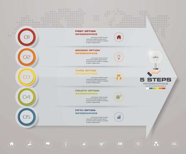 5 schritte pfeil infografiken element diagramm.