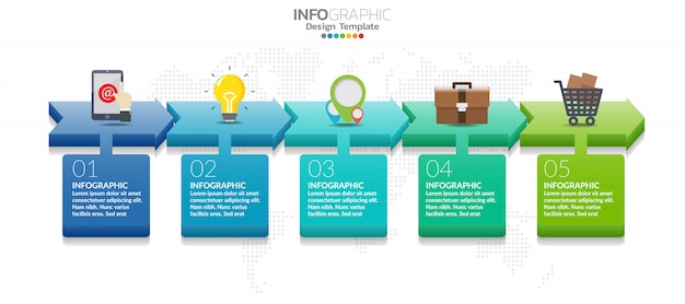 5 schritte timeline infografik design