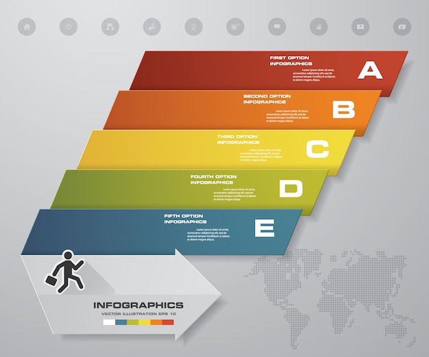 5 Schritte von Infografik Vorlage für Ihre Präsentation.