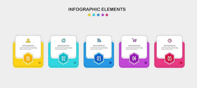 5 schritte zeitleiste infografik designvorlage