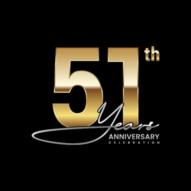 51-jähriges Jubiläum Luxus-Logo mit goldener Ring-Logo-Vektorvorlage