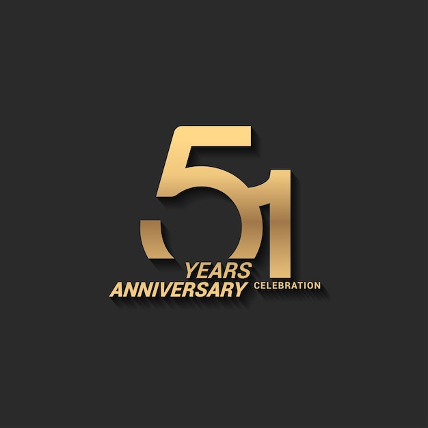 51 Jahre Jubiläumsfeier Logo mit eleganten modernen Zahlen Goldfarbe für die Feier