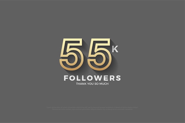 55.000 Follower mit Nummer auf grau