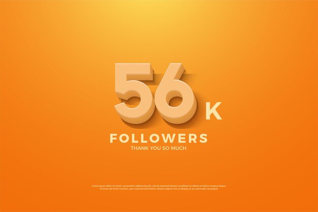 56.000 follower-banner mit orangefarbenem farbkonzept