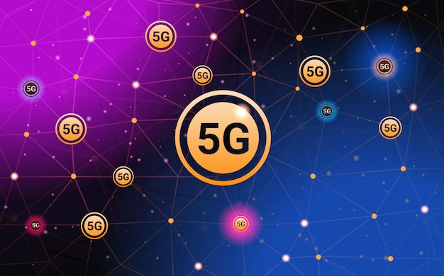 5G digitale drahtlose Systeme Verbindung globales Netzwerkkonzept fünfte innovative Generation von High-Speed-Internet abstrakte Technologie Hintergrund horizontale Banner