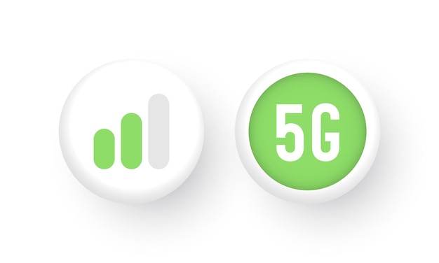 5g-netzwerk- und netzwerksignalqualitäts-schaltfläche, symbol für mobiles internet, website-design