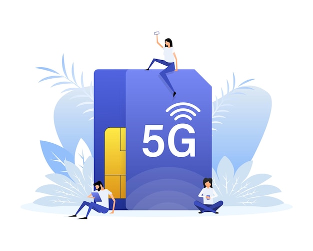 5g-sim-karte 4g-technologiehintergrund flache zeichen