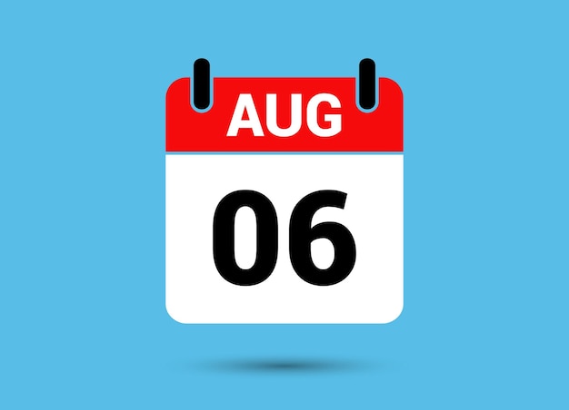 6. august kalender datum flachsymbol tag 6 vektorillustration