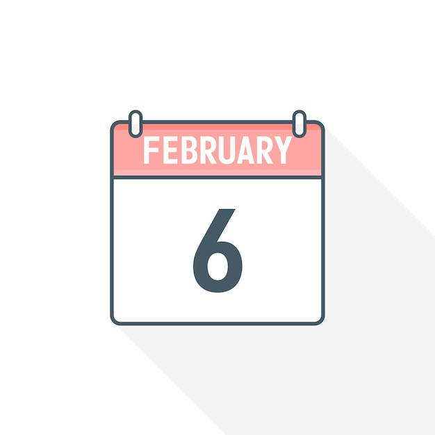 Vektor 6. februar kalendersymbol 6. februar kalender datum monat symbol vektor illustrator