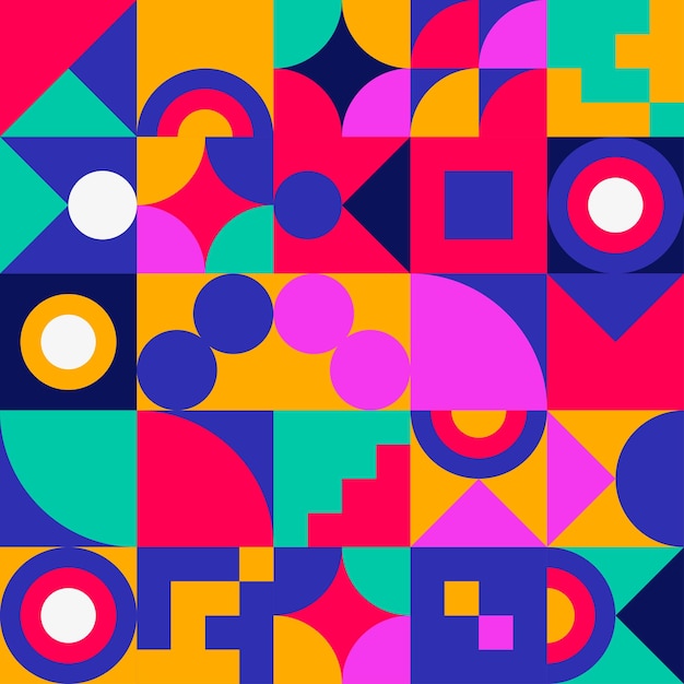 6 geometrische Designelemente Halbtongrafik bunte Formen Linienvektorformen abstraktes Schweizer Design Bauhaus Wandhintergrund