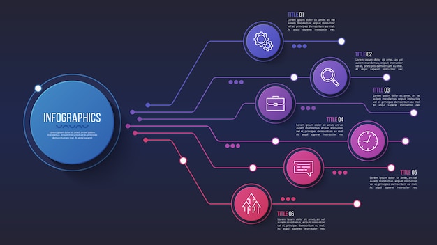 6 optionen infografik design, strukturdiagramm, presentati