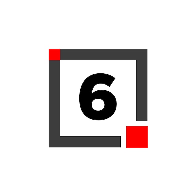 6 Zahl mit quadratischem Kästchensymbol, 6 Kästchenmonogramm