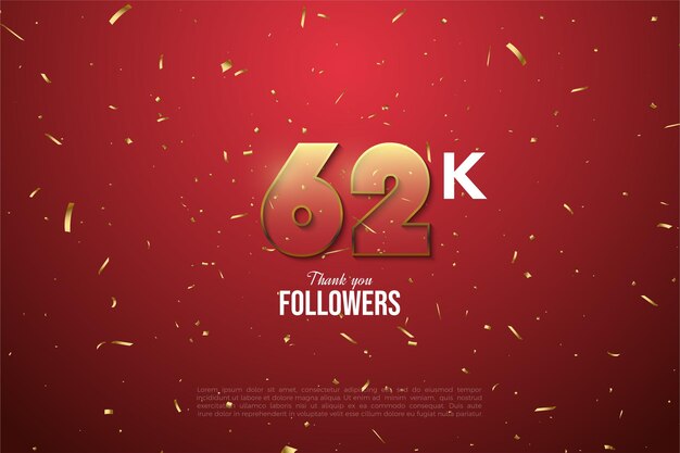 62.000 Follower mit transparenten roten Zahlen.