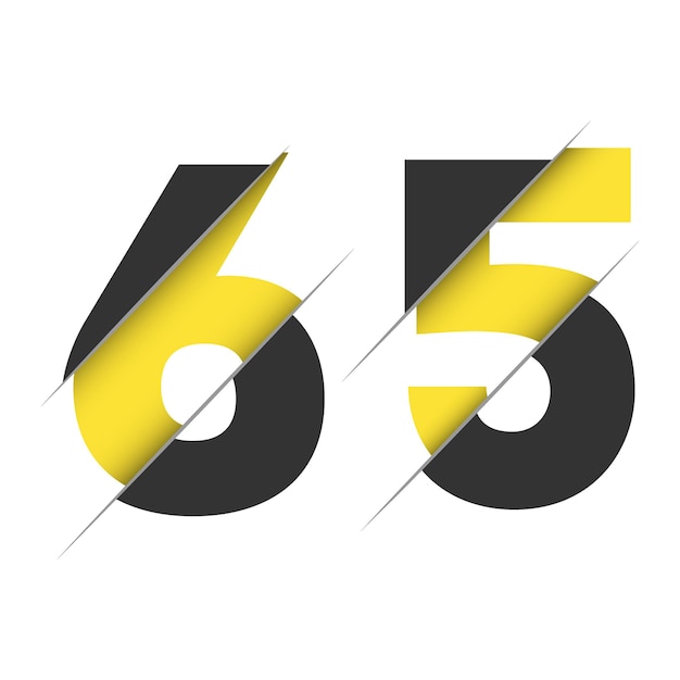 65 6 5 zahlen-logo-design mit kreativem schnitt und schwarzem kreishintergrund kreatives logo-design