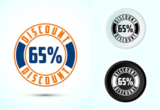65 % Rabatt-Sticker mit weißem und schwarzem Hintergrund Sonderangebot Rabatt-Tag-Verkaufssymbol