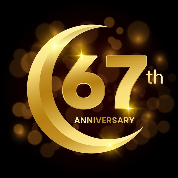 67. Jahrestag Template Design mit goldenem Halbmond-Konzept Logo Vector Template