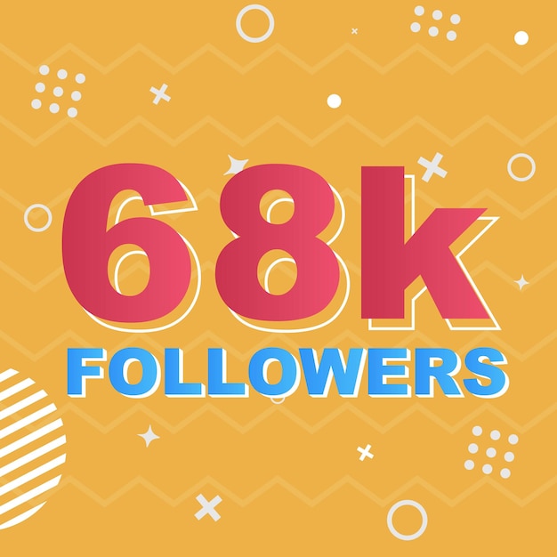 Vektor 68.000 follower-karten-feier-vektor. 68000 follower gratulation post social media vorlage.