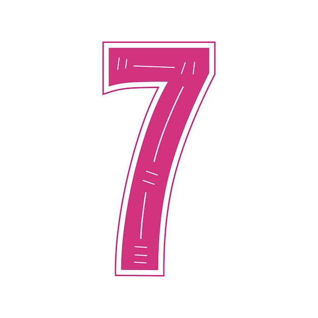 7 Jursey Nummer buntes Schriftdesign.
