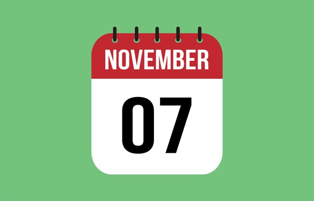 7. November Kalender November Kalender Vektor-Illustration