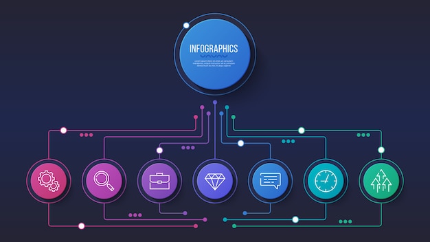 7 optionen infografik design, strukturdiagramm, presentati