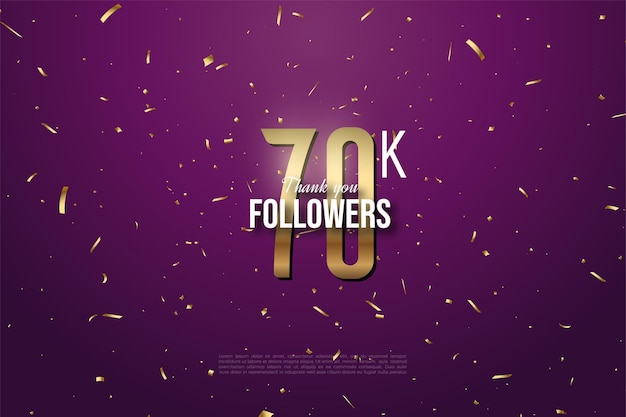 70.000 follower auf lila hintergrund.