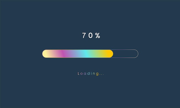 70 Prozent Rainbow Loading Bar Upload Benutzeroberfläche bunt Futuristisches Ladesymbol