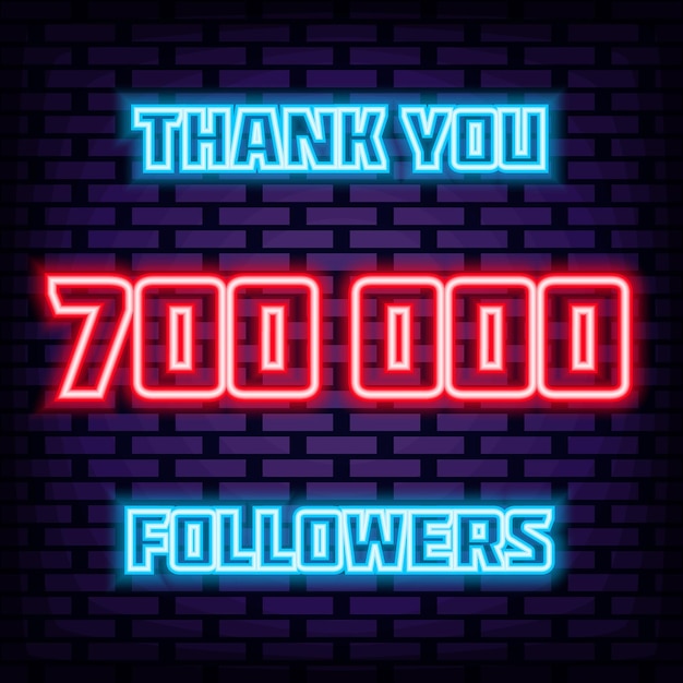 Vektor 700000 follower danke leuchtreklame vektor leuchtend mit buntem neonlicht lichtkunst