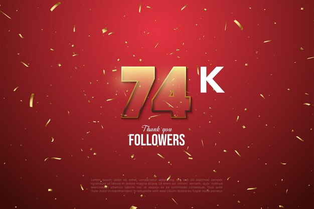 74.000 Follower mit transparenten roten Zahlen