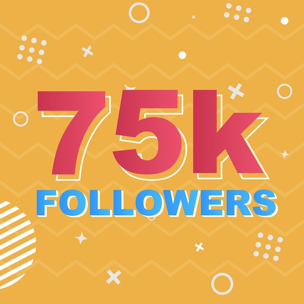 75.000 follower-karten-feier-vektor. 75000 follower gratulation post social media vorlage.