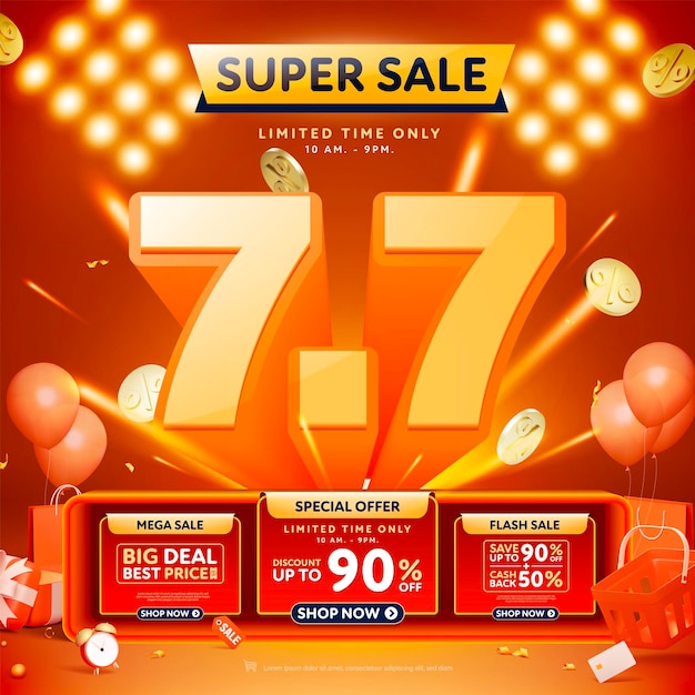 77 3d-super-sale-banner-template-design für web oder soziale medien