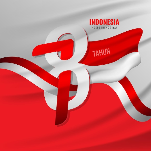 Vektor 78 jahre unabhängigkeitstag indonesiens mit schatteneffekt
