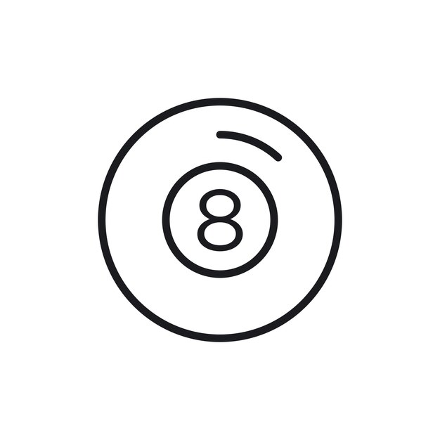 8 Ball Pool-Symbol auf weißem Hintergrund isoliert