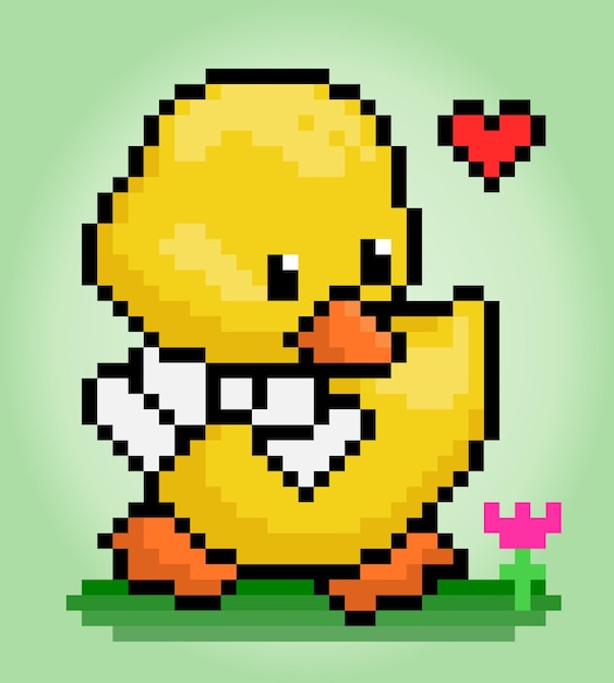 8-Bit-Entenpixel Tierspiel-Assets in Vektorgrafiken