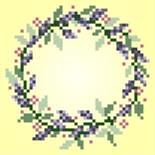 8-Bit-Pixel-Blumenornamente Blumenkreis für Kreuzstichmuster in Vektorgrafiken