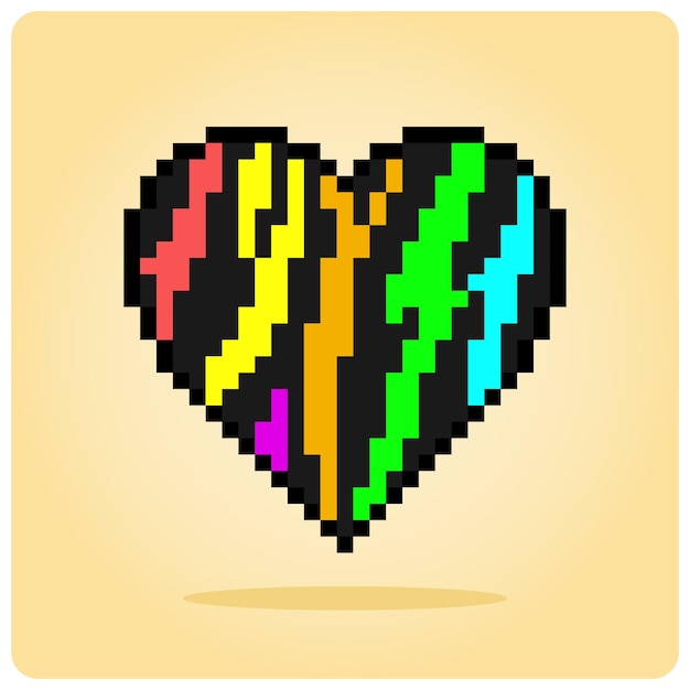 8-bit-pixel-bunte liebe. herzsymbol in vektorillustration für das spielsymbol