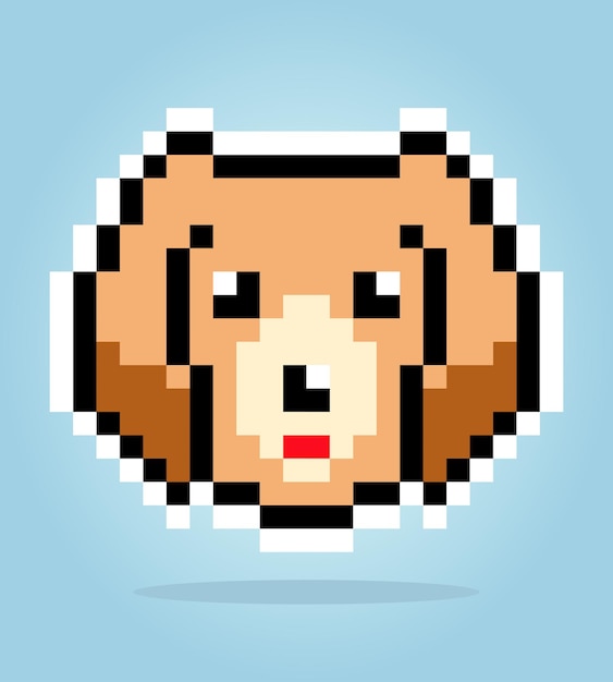 Vektor 8-bit-pixel des golden retriever-hundes tierkopf für asset-spiele in vektorgrafiken