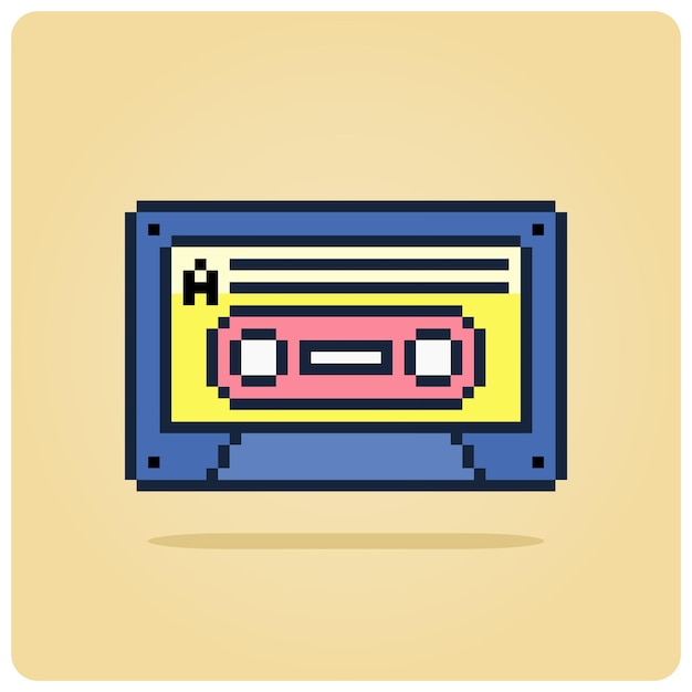 8-Bit-Pixel-Retro-Musikkassette. Pixelkassette in Vektorgrafik