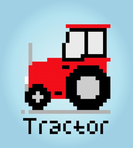 8-bit-pixel-traktor-farm-auto-objekt für spiel-assets in vektorillustration