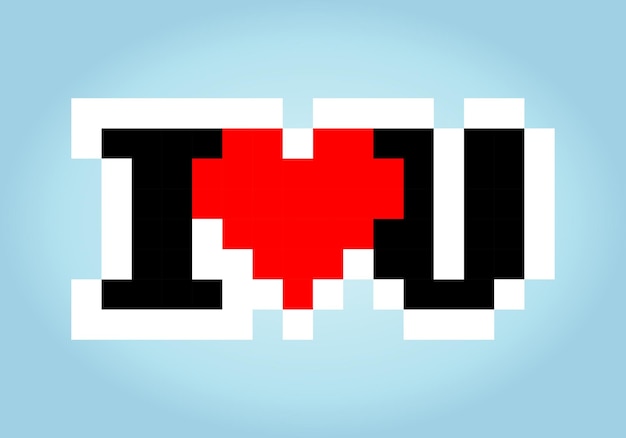 8-bit-pixel von ich liebe dich valentinsgeschenk für kreuzstichmuster in vektorgrafiken