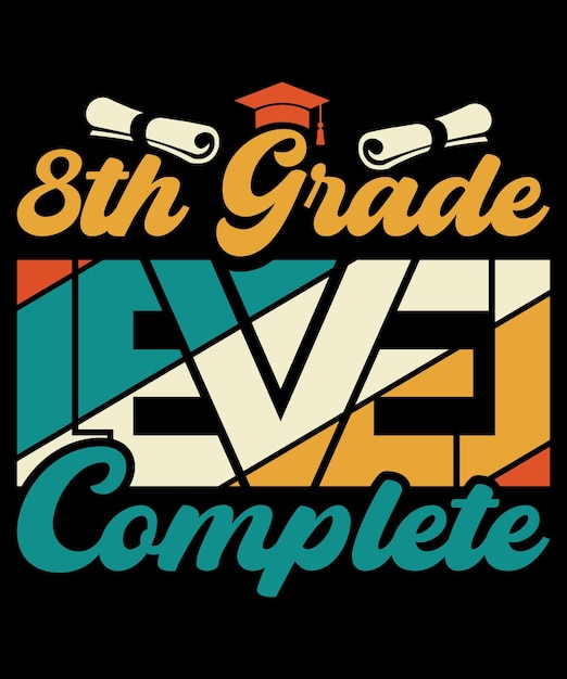 8. grad graduate vintage 8. gade level komplettes graduierungsdesign mit graduierungshut