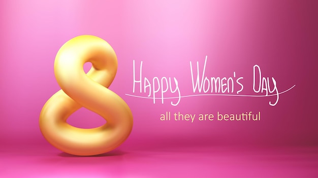 Vektor 8. märz banner mit 3d-nummer happy women's day vector illustration