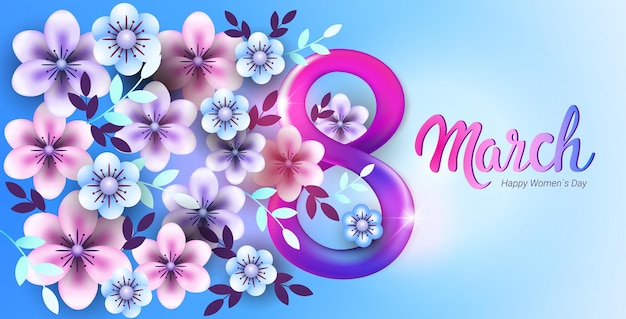 8. märz frauentag banner mit blumen