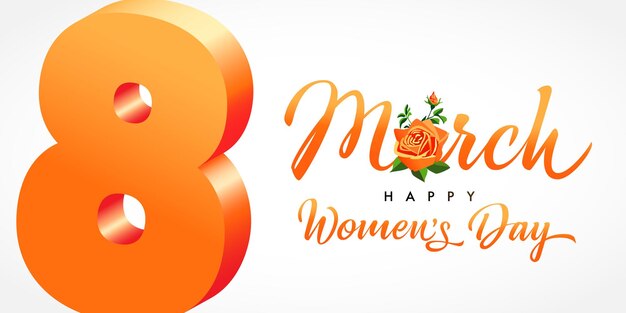 8. märz, happy womens day, kreative glückwünsche. 3d-nummer 8, typografie mit floralen elementen.