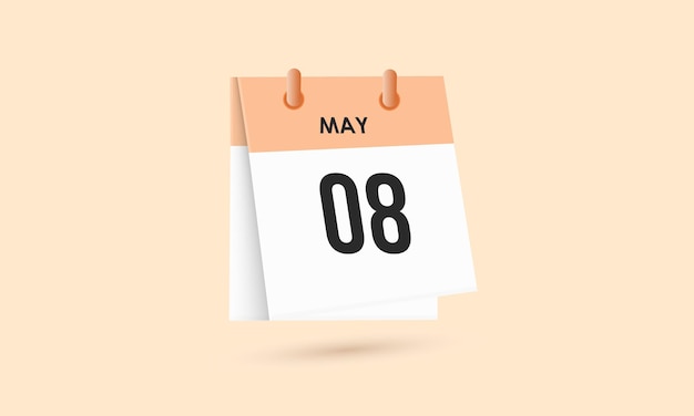 8. Mai Kalender und Zeitplaner Tageskalender Ikonen Erinnerung Vektor Illustration