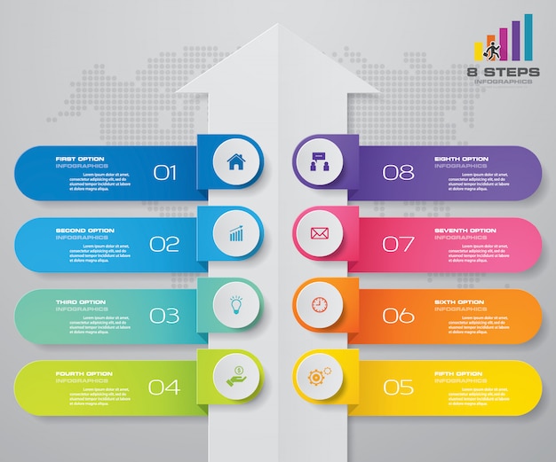 8 schritte infografiken element pfeilvorlagendiagramm.