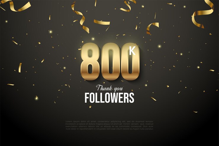 Vektor 800.000 follower mit goldenen zahlen