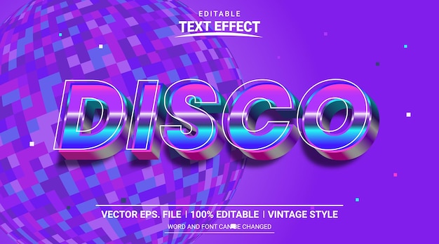 Vektor 80er-jahre-stil neonlicht disco 3d bearbeitbarer texteffektvektor