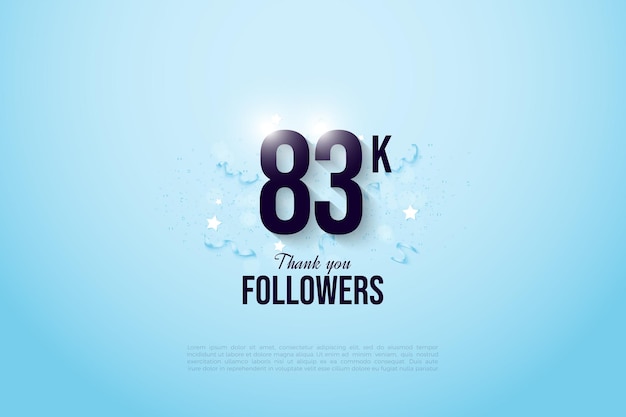 83.000 Follower mit Zahlen und Lichteffekten.
